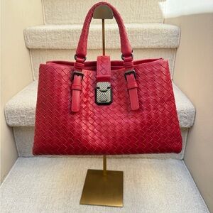 Bottega Veneta Intrecciato Small Roma in Red